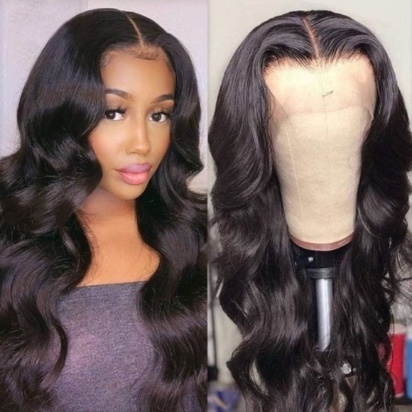 22” Long Black Wavy Curly LACE FRONT WIG NEW